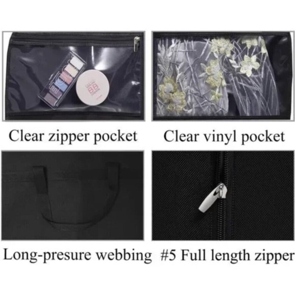 54" Trifold Dress Garment Bags for Travel Gusseted Suit Cover with 2 Large Mesh - Picture 4 of 8